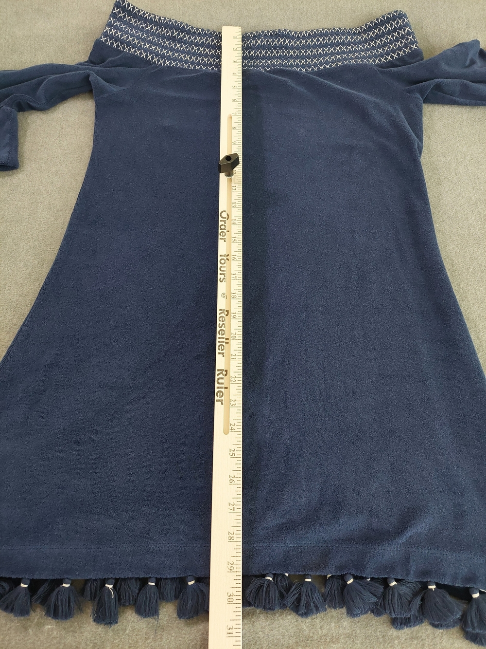 NWT Cabana Life Navy Blue Smocked Off The Shoulder Terry Tunic Dress Medium UPF - Picture 8 of 13